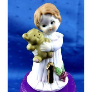 Vintage Enesco Giftware Brunette Kid 1 Birthday Girl Growing Up Girls 1982